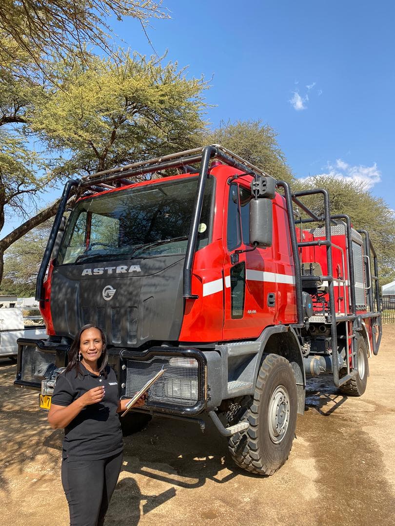 Khoisan technician conducting fire safety site inspection