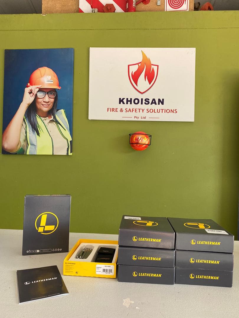 Khoisan safety trainer conducting staff fire response training